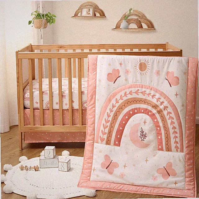 3 Piece Baby Crib Bedding Set for Girls - Newborn, Infant & Nursery Bed Set D...