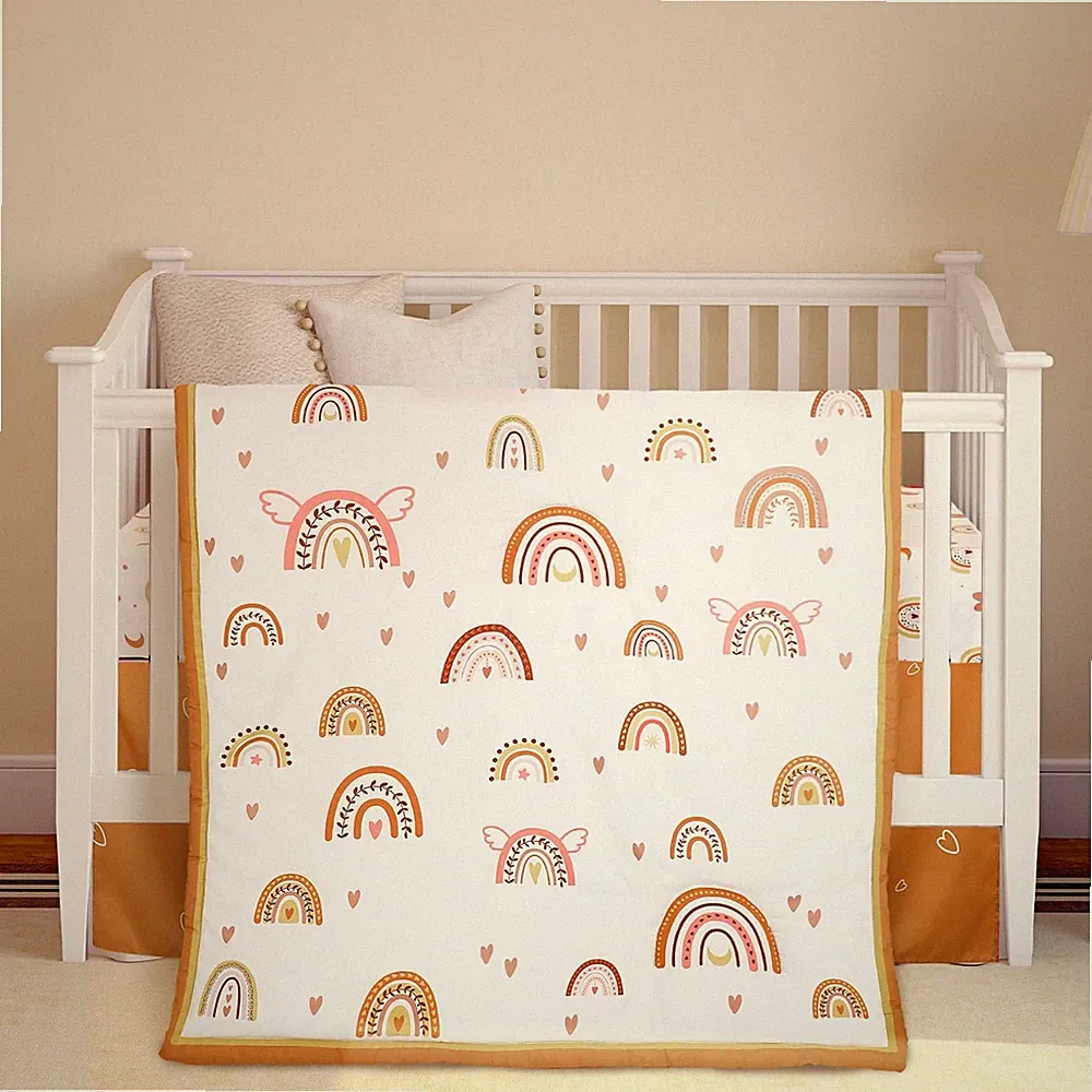 3 Pieces Boho Rainbow Crib Bedding Set for Girls or Boys, Standard Size Boho...