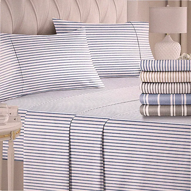 4 Piece Striped Soft Printed Sheet Set, With Elegant Stripes by CGK Linens