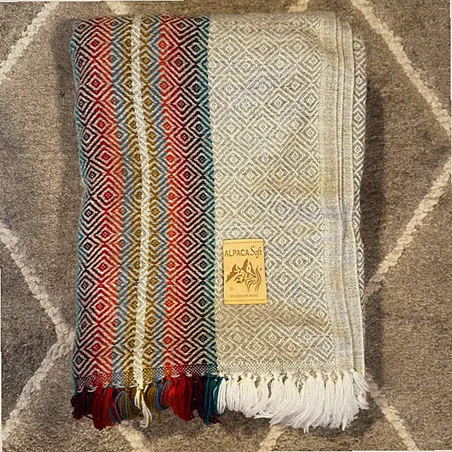 Alpaca Soft Blanket/Throw/Shawl 61’ X 53’ Light Multicolor, Rainbow