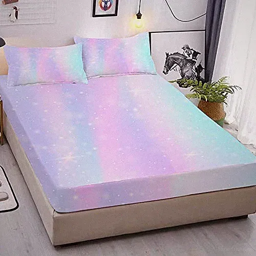 Colorful Girls Fitted Set Rainbow Sheets, 3D Rainbow Twin Bedding Set Girl Be...
