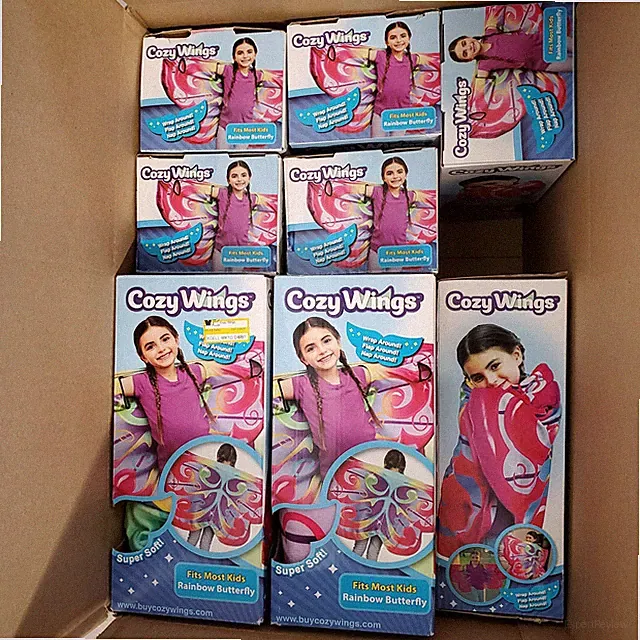 Cozy Wings Rainbow Butterfly Wrap Around Blanket Throw Lot of 13 NEW Boxes