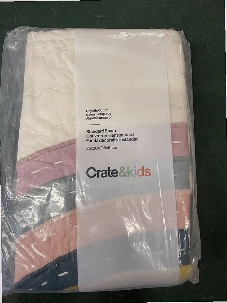 Crate And Barrel Kids Standard Sham 26x20 Asha Rainbow Organic 100% Cotton Sham