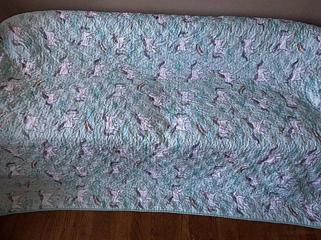 Handmade Unicorn Rainbow Reversible Quilt Twin XL Shooting Stars Clouds 94”x65”