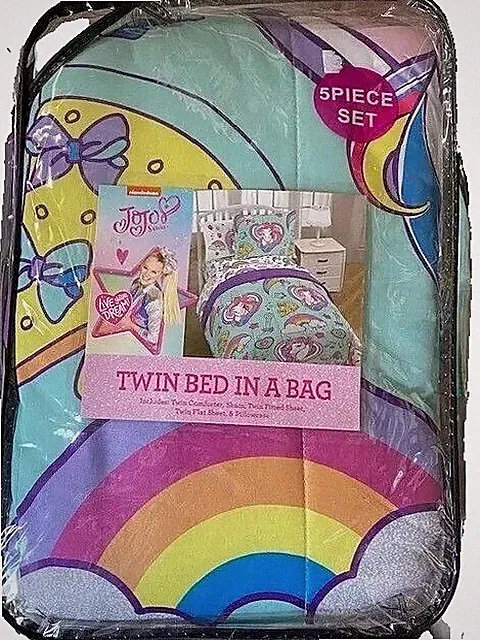 Jojo Siwa Retro Rainbow 5 Piece Twin Bed-in-a-Bag 100% Microfiber