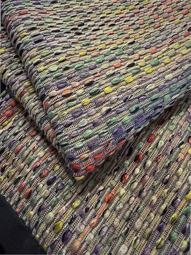 Muted Rainbow Striped Braided Standard Pillow Shams Black Cotton Canvas BOHO USA