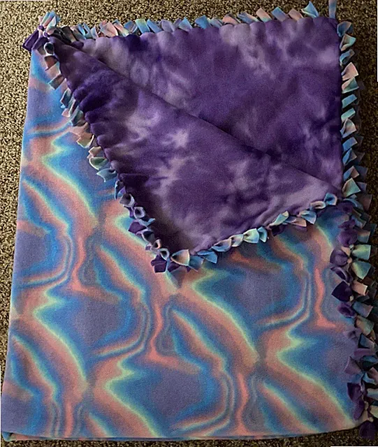 Pastel Rainbow Fleece Thick Tie Throw Blanket