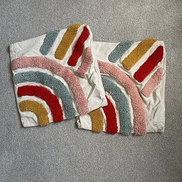 Pillowcase Set Multicolor Rainbow Pattern Set of 2 Size 12" x 12"