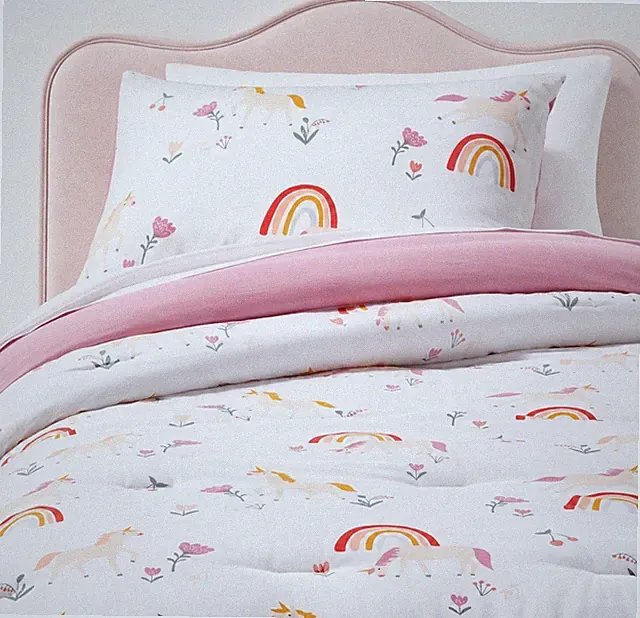 Pillowfort Unicorn Twin Comforter Set Kids Bedding Rainbow Pink Sham New