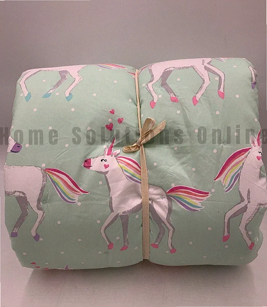 Pottery Barn Kids Molly Unicorn Rainbow Dream Puff Comforter Blue Twin #Z1110