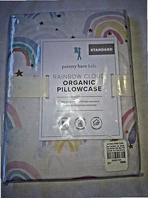 Pottery Barn Kids Standard Sz Pillowcase Organic Cotton Rainbow Cloud New Pastel