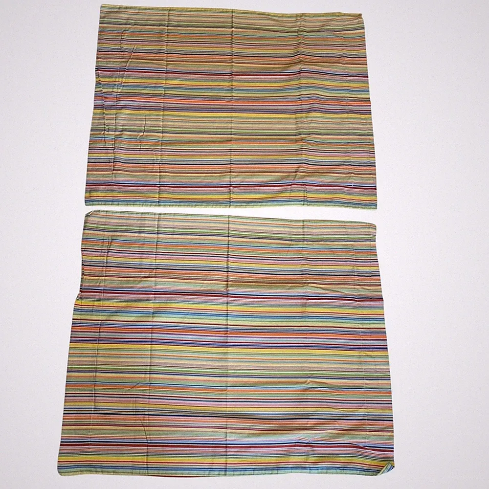 Pottery Barn Rainbow Striped Cotton Standard Pillow Shams
