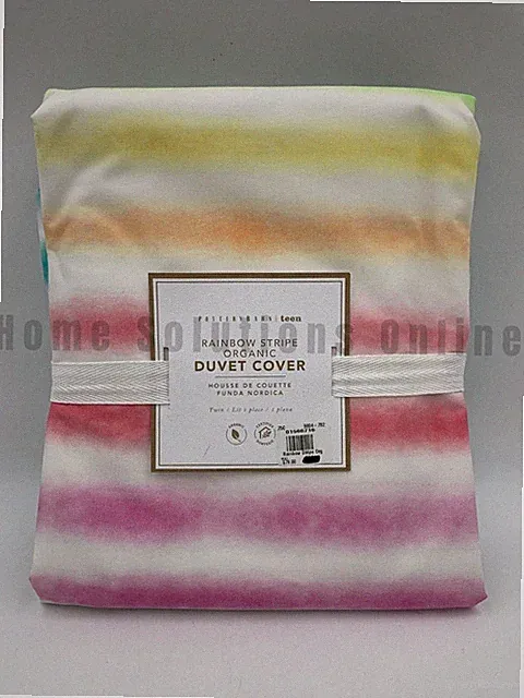 Pottery Barn Teen Rainbow Stripe Organic Percale Duvet Cover Multi Twin #336B