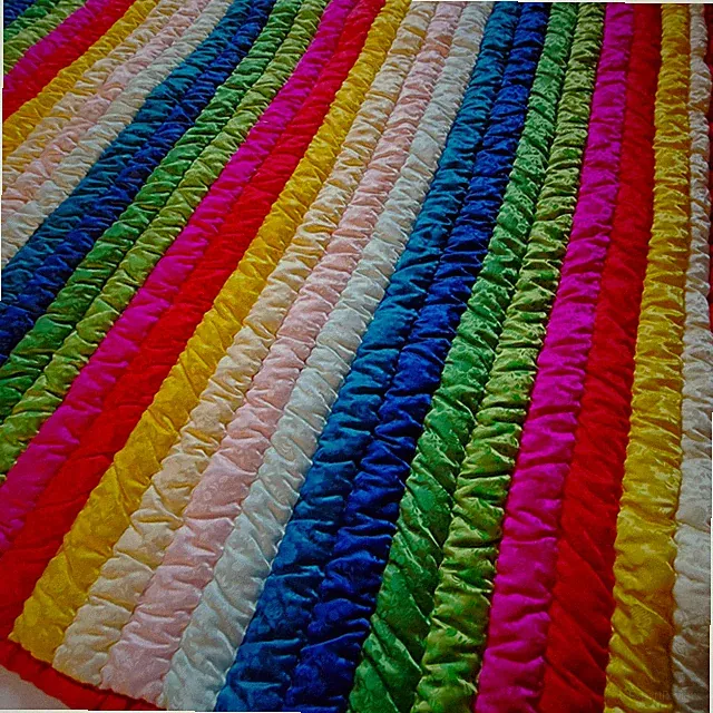 Quilt Rainbow Colorful Floral Straight Line Double Blanket Spread