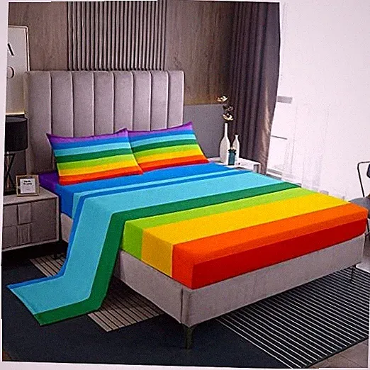 Rainbow Bed Sheets Size,Rainbow Stripes Bedding Set Colorful King Multi 125