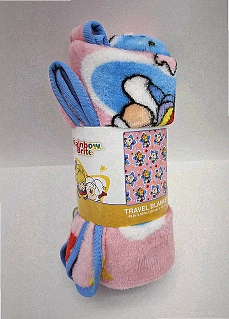 Rainbow Brite Travel Blanket Throw Twink Stars 50”x 40” Lightweight Pink Retro