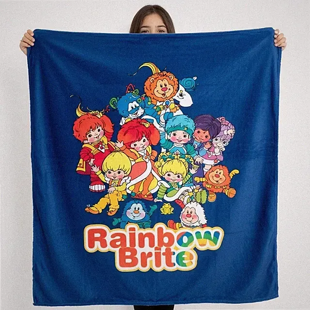 Rainbow Girl Flannel Blanket Colorful Cute Bright Soft Cozy Throw Bed Sofa Gift