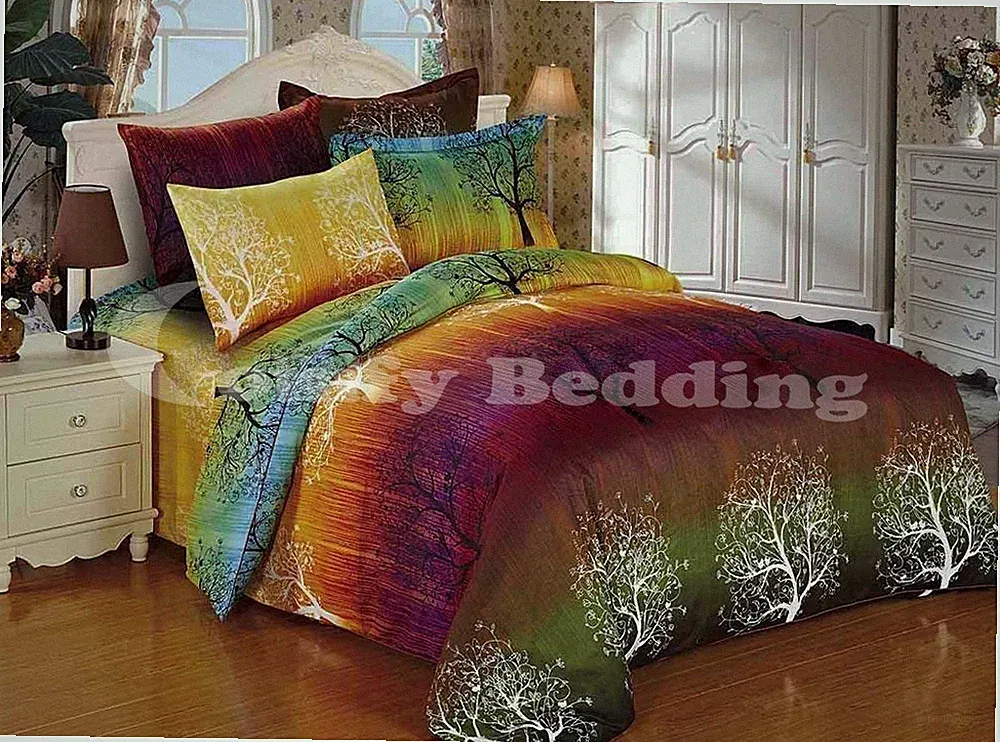 Rainbow Microfiber 4pc Bedding Set:1 duvet cover, 1 fitted sheet, 2 Pillowcases