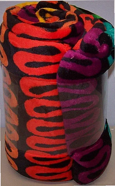 Rainbow Pride Squiggles Soft Plush Throw Blanket 5' x 6 ft - The Big One - New