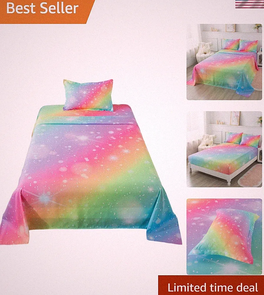 Rainbow Sheets Twin Size for Girls Tie Dye Pastel Girls Sheet Set for Kids Te...