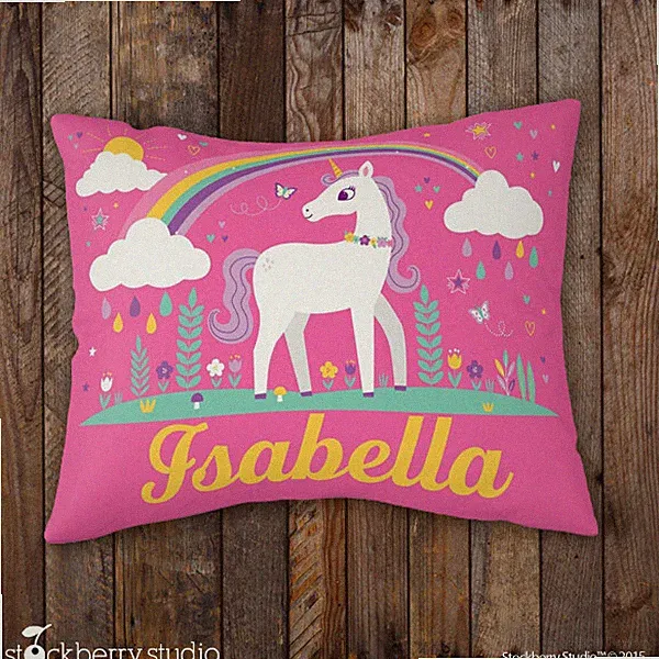 Unicorn Pillowcase Personalized Girl Rainbow Custom Birthday Gift Pillow Sham