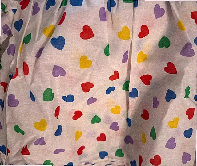 Vintage JCPenney Rainbow Hearts Twin Bedskirt Primary Colors Made In USA