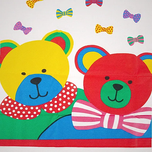 Vintage Teddy Bear Pillowcases 1990s Standard Pillow Case Bright Rainbow Kids