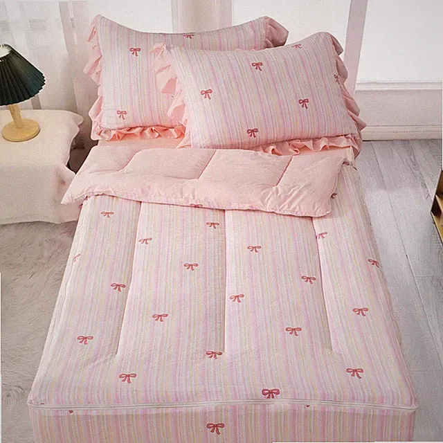 Zipper Bedding Pink Bow Printed on Colorful Rainbow Background Zippered Kids...